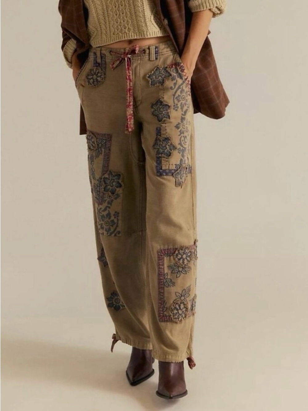 We The Free Pants with Blue Floral Patchwork - Picture 5 of 5